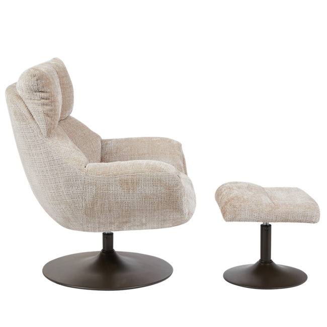 Tower Living Force Fauteuil met hocker - Cremona 14 beige (draaibaar)