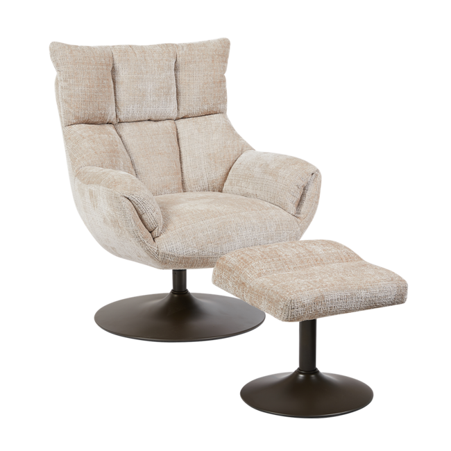 Tower Living Force Fauteuil met hocker - Cremona 14 beige (draaibaar)