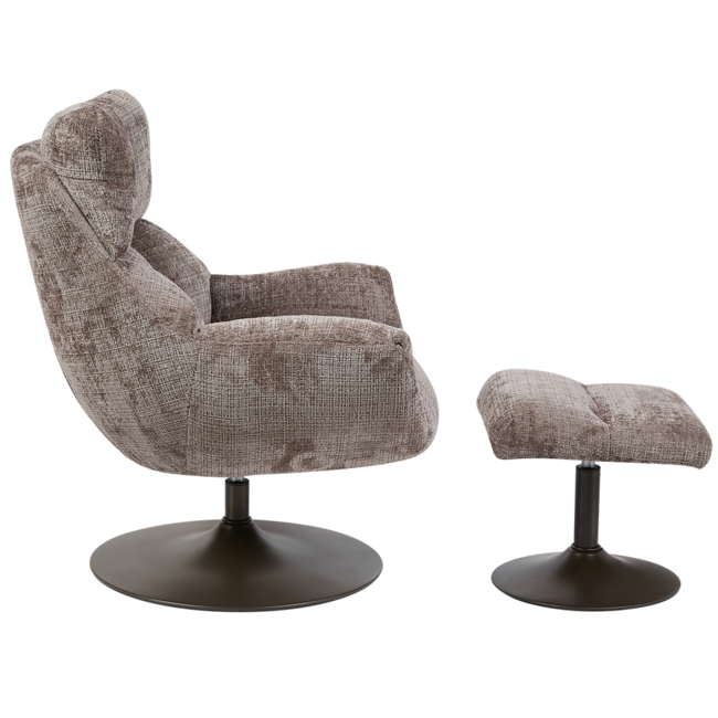 Tower Living Force Fauteuil met hocker - Cremona 24 clay (draaibaar)