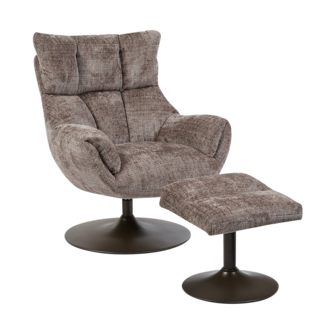 Tower Living Force Fauteuil met hocker - Cremona 24 clay (draaibaar)