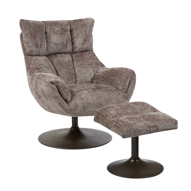 Tower Living Force Fauteuil met hocker - Cremona 24 clay (draaibaar)