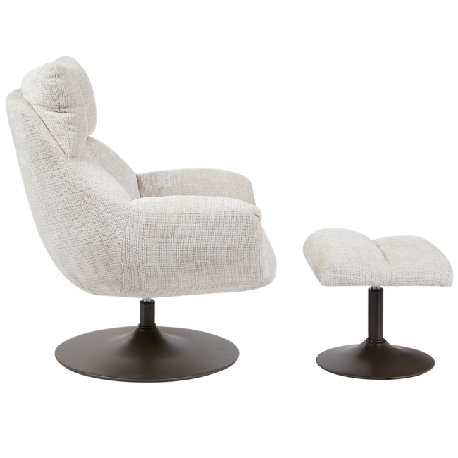 Tower Living Force Fauteuil met hocker - Cremona 02 zand (draaibaar)