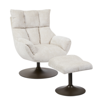 Tower Living Force Fauteuil met hocker - Cremona 02 zand (draaibaar)