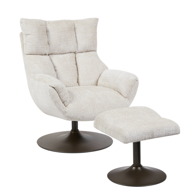 Tower Living Force Fauteuil met hocker - Cremona 02 zand (draaibaar)