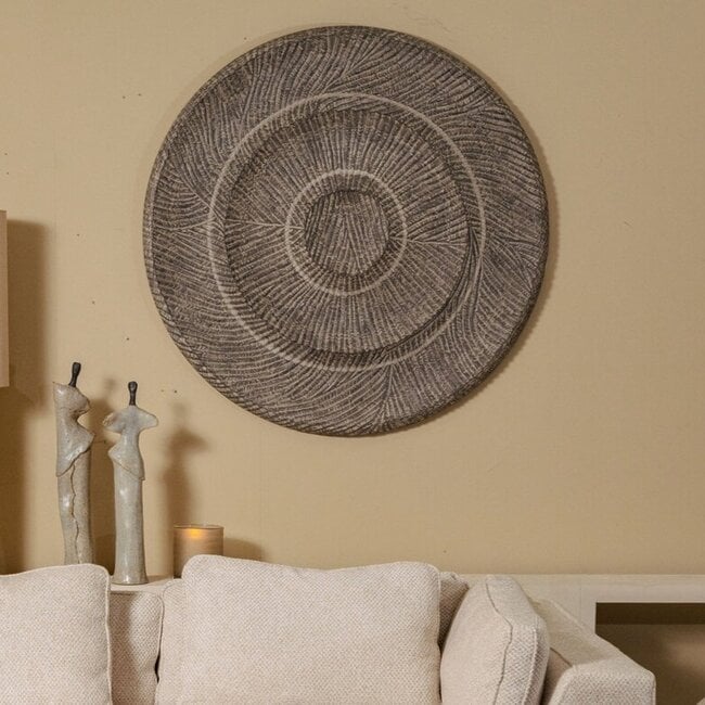 PTMD Wandornament Zoelle Donkergrijs MDF carved L