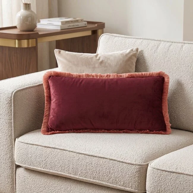Light en Living Kussen 60x30 cm LIENA velvet bordeaux-licht roze