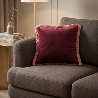 Light en Living Kussen 45x45 cm LIENA velvet bordeaux-licht roze