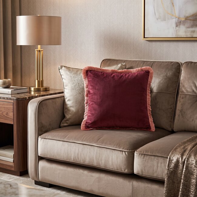 Light en Living Kussen 45x45 cm LIENA velvet bordeaux-licht roze