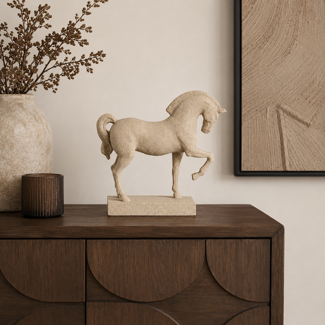 Light en Living Ornament 31x10x29 cm HORSE zand