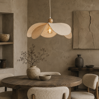 Light en Living Hanglamp Ø60x30 cm LAVRIRIA natural+hout