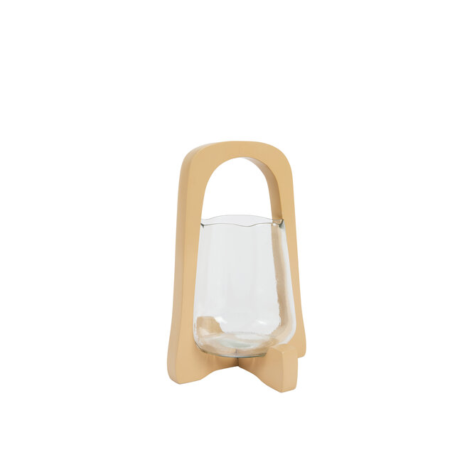 Light en Living Windlicht Ø18x26,5 cm ANOSY glas helder+hout zand