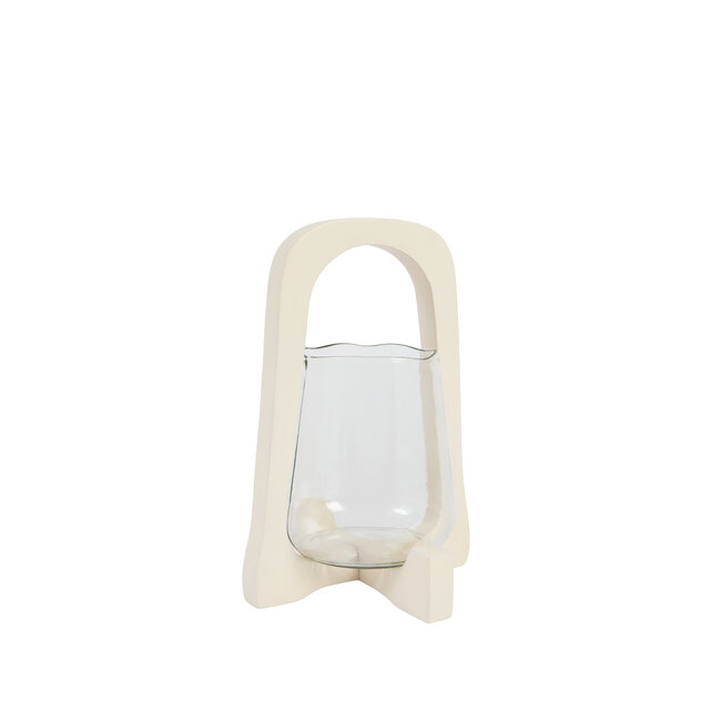 Light en Living Windlicht Ø18x26,5 cm ANOSY glas helder+hout crème