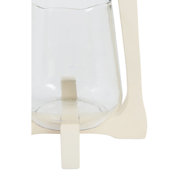 Light en Living Windlicht Ø18x26,5 cm ANOSY glas helder+hout crème