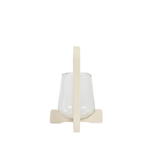 Light en Living Windlicht Ø18x26,5 cm ANOSY glas helder+hout crème