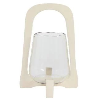 Light en Living Windlicht Ø18x26,5 cm ANOSY glas helder+hout crème