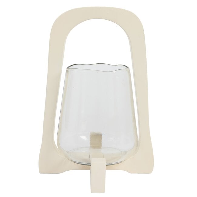 Light en Living Windlicht Ø18x26,5 cm ANOSY glas helder+hout crème