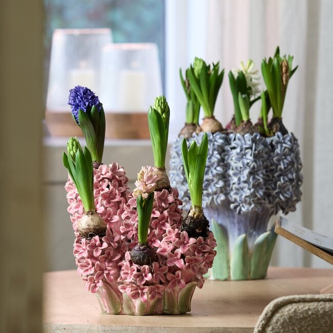 Light en Living Vaas deco 35x21x28 cm FLOWER keramiek roze+groen