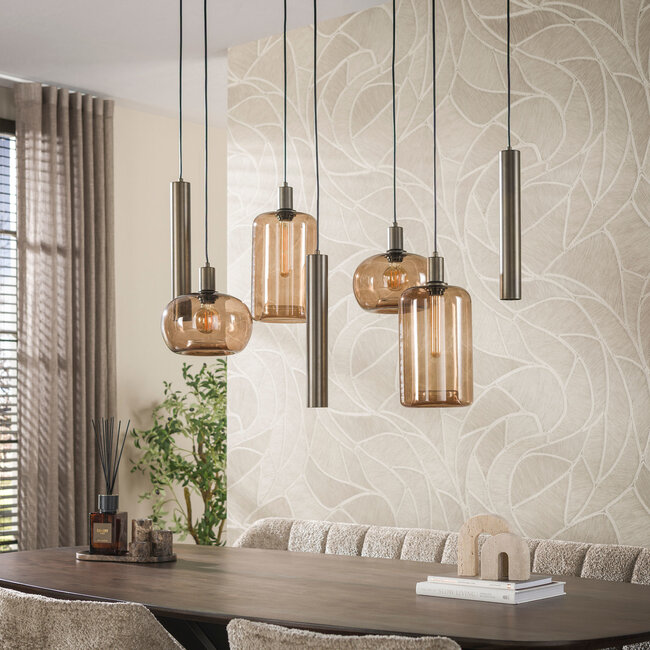 WoonStijl Hanglamp Serene 4+3-lichts Sienna Bruin
