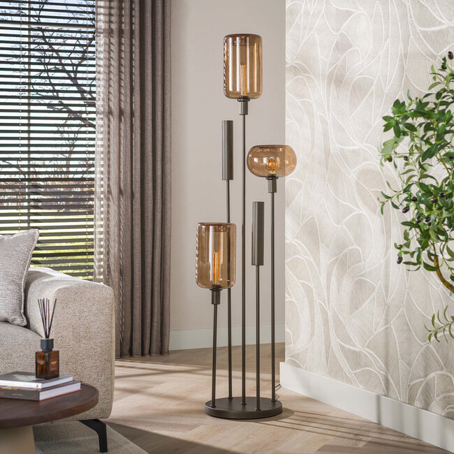 WoonStijl Vloerlamp Serene switch getrapt 2+3-lichts Sienna bruin