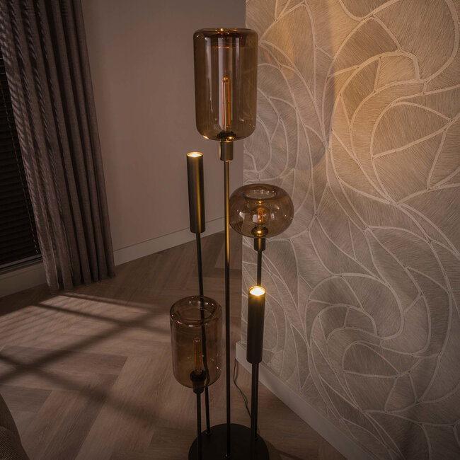 WoonStijl Vloerlamp Serene switch getrapt 2+3-lichts Sienna bruin