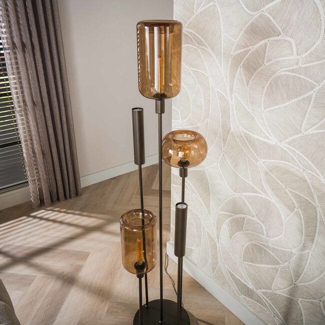 WoonStijl Vloerlamp Serene switch getrapt 2+3-lichts Sienna bruin