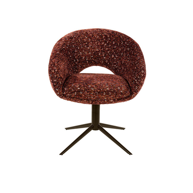 WoonStijl Armstoel Cupa draaibaar Delviro bordeaux rood - frame bruin
