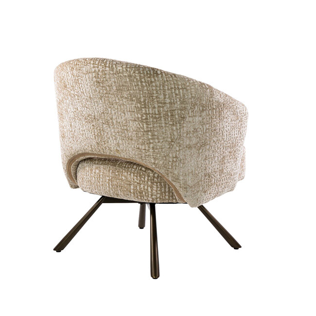 WoonStijl Fauteuil Salon Cross draaibaar Monti zand- frame bruin