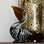 Light en Living Ornament 13x7x19 cm PELICAN glas zwart-wit+bruin gestreept