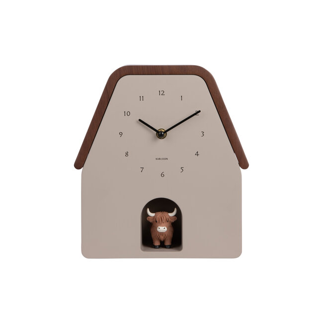 Karlsson Wandklok Highland Cow Cuckoo - grijs