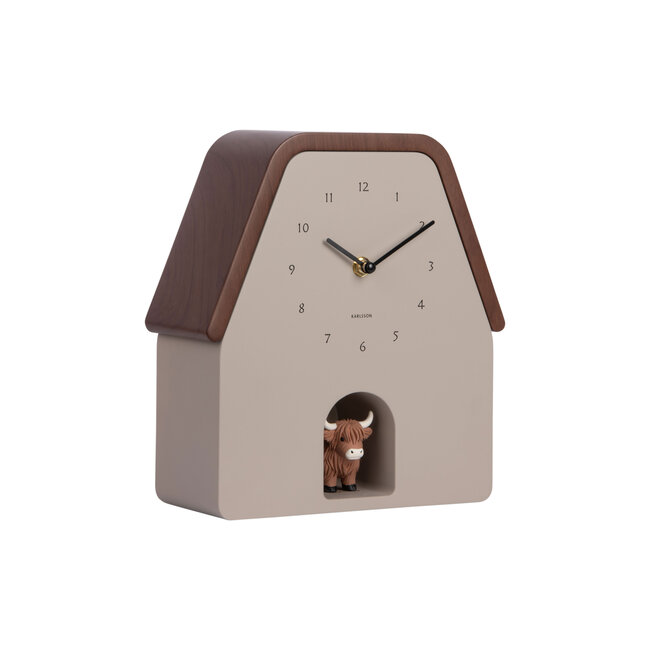Karlsson Wandklok Highland Cow Cuckoo - grijs