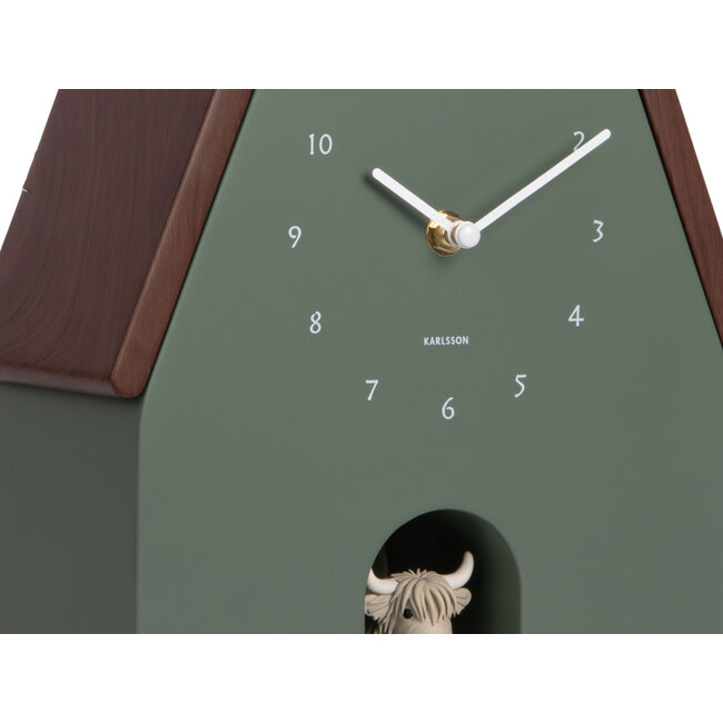 Karlsson Wandklok Highland Cow Cuckoo - jungle groen