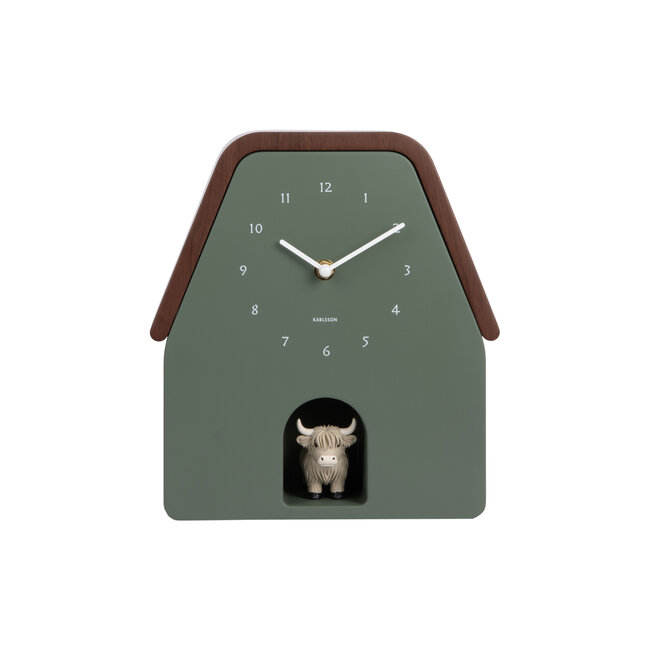 Karlsson Wandklok Highland Cow Cuckoo - jungle groen