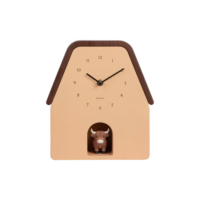 Karlsson Wandklok Highland Cow Cuckoo - latte bruin