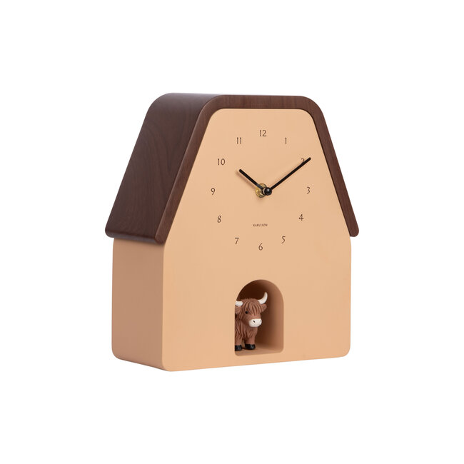 Karlsson Wandklok Highland Cow Cuckoo - latte bruin