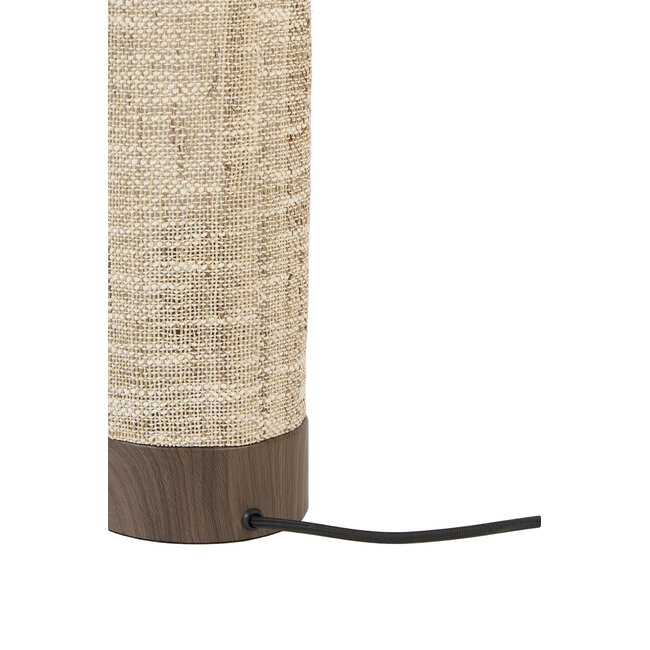 Light en Living Tafellamp Ø12x42,5 cm BRYLO hout print d bruin+linnen naturl