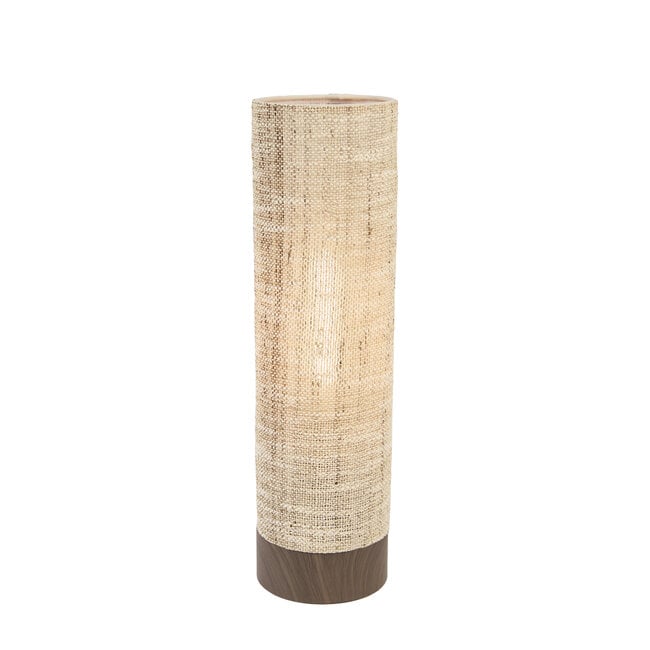 Light en Living Tafellamp Ø12x42,5 cm BRYLO hout print d bruin+linnen naturl