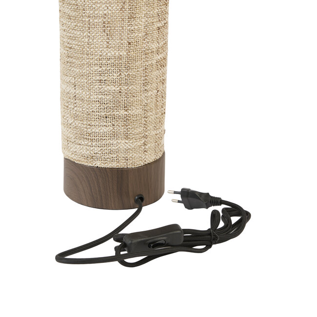 Light en Living Tafellamp Ø12x42,5 cm BRYLO hout print d bruin+linnen naturl