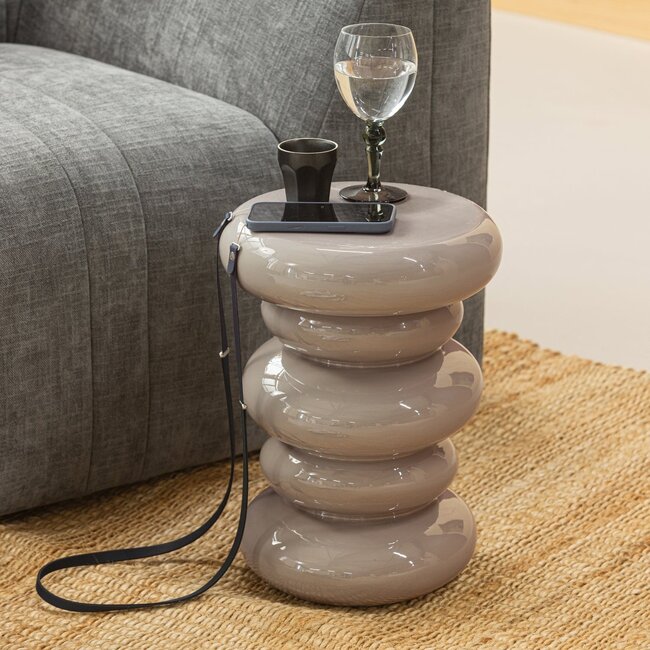 Woood Kivo Bijzettafel Metaal Hoogglans Zand