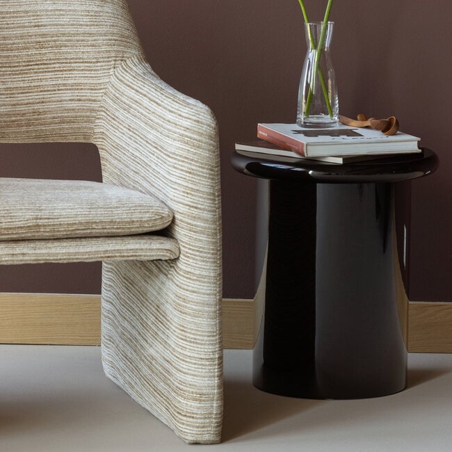 Woood Mavon Bijzettafel Mdf Hoogglans 45xo40 Cm Donkerbruin [FSC]