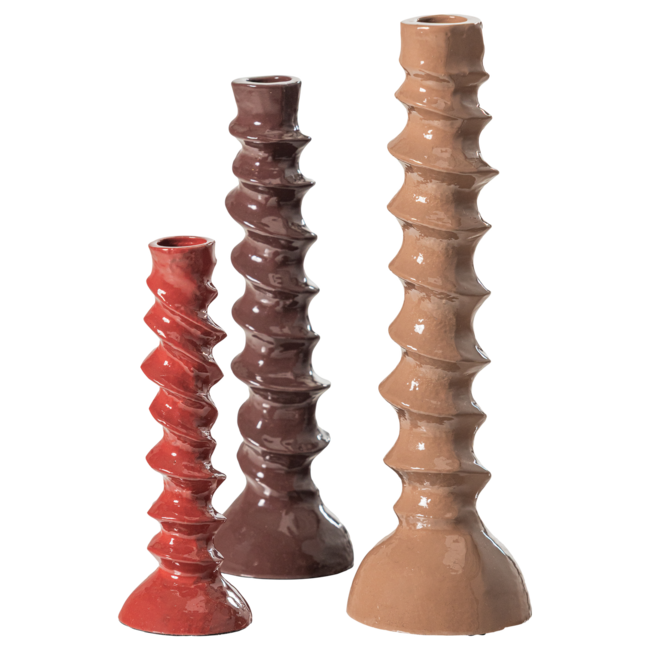 Woood Bexi Kandelaar Metaal Bruin/Rood - Set Van 3