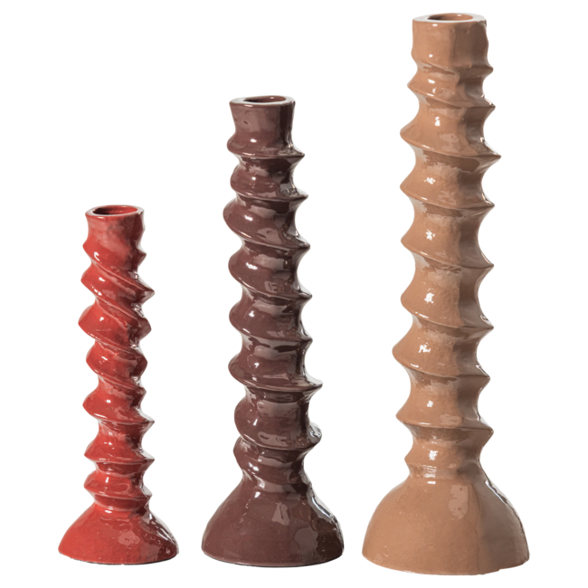 Woood Bexi Kandelaar Metaal Bruin/Rood - Set Van 3