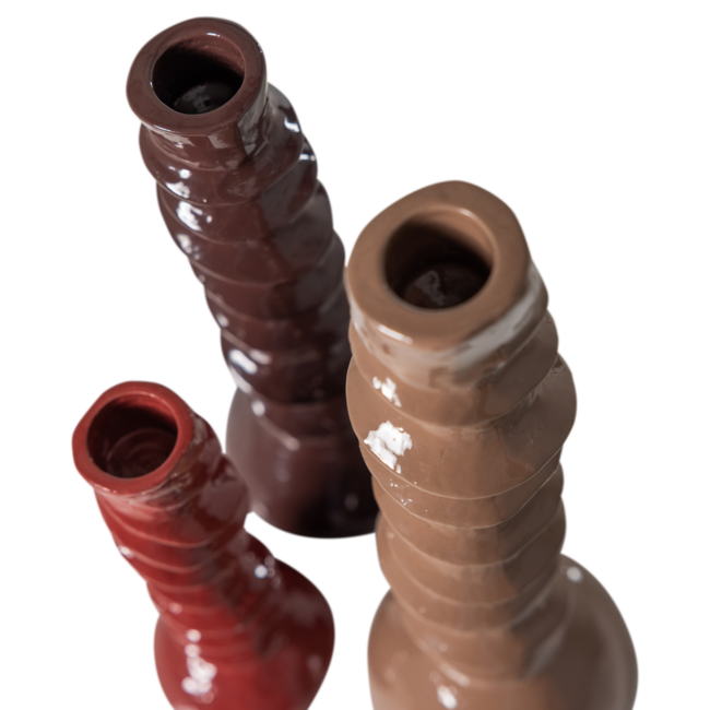 Woood Bexi Kandelaar Metaal Bruin/Rood - Set Van 3