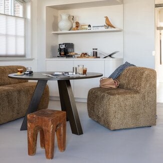Woood Mojo Base Eetbank 84 Cm Rugleuning Wollig Honinggeel [FSC]