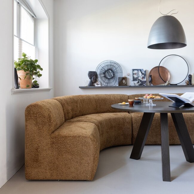 Woood Mojo Base Eetbank Halfronde Hoek Rug Wollig Honinggeel [FSC]