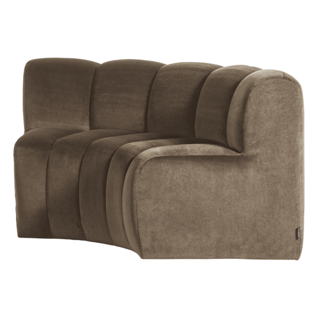 Woood Mojo Eetbank Halfronde Hoek Rugleuning Velvet Taupe [FSC]