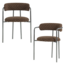 Woood Cuby Eetkamerstoel Chroom Ruitstof Bruin - Set Van 2 [FSC]