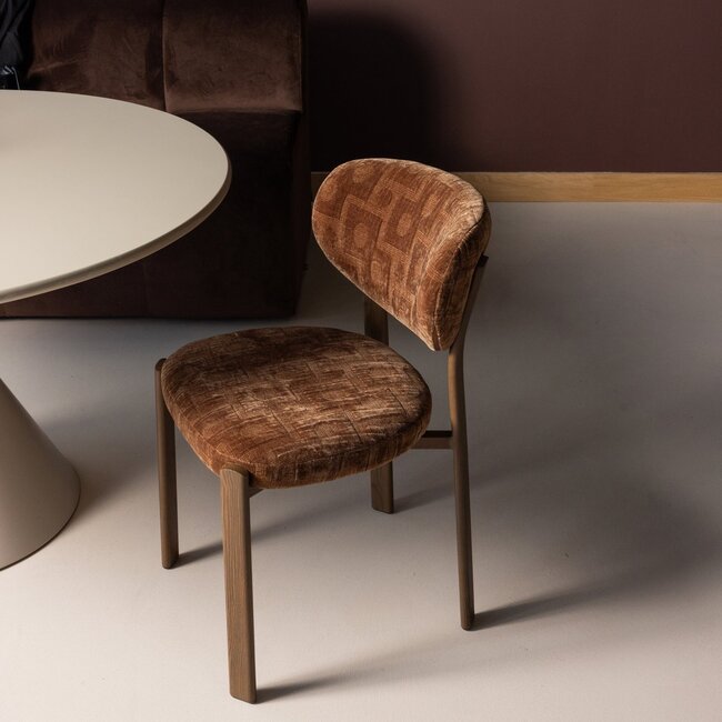 Woood Foon Eetkamerstoel 3d Structuurstof Bruin - Set Van 2 [FSC]