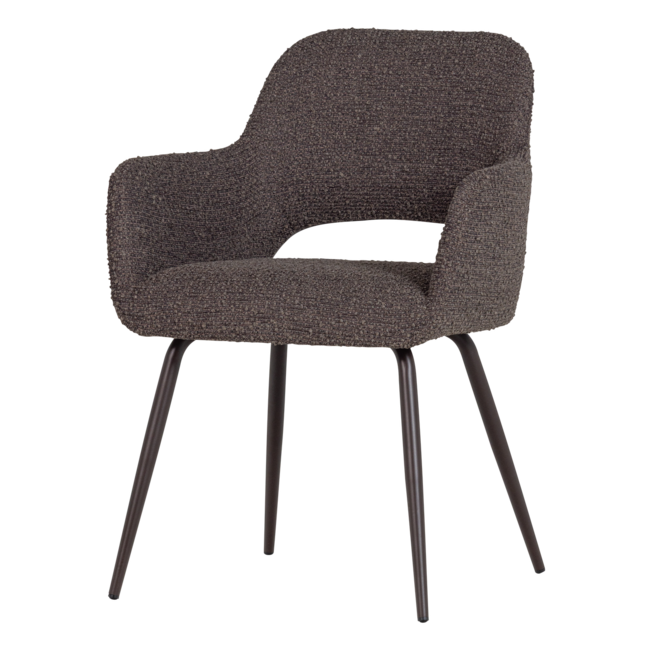 Woood Jenny Eetkamerstoel Boucle Bruin Melange - Set Van 2 [FSC]