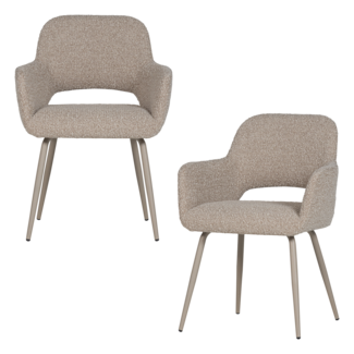 Woood Jenny Eetkamerstoel Boucle Zand Melange - Set Van 2 [FSC]