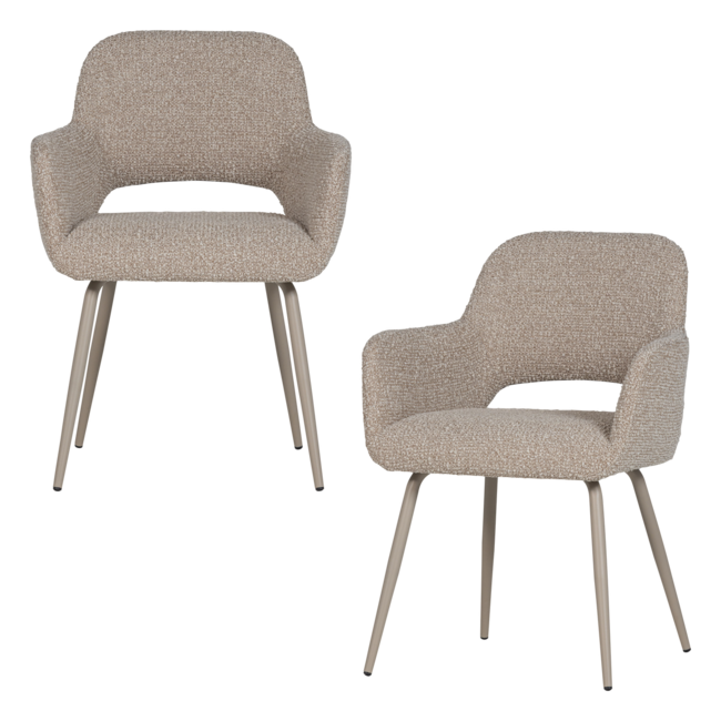 Woood Jenny Eetkamerstoel Boucle Zand Melange - Set Van 2 [FSC]